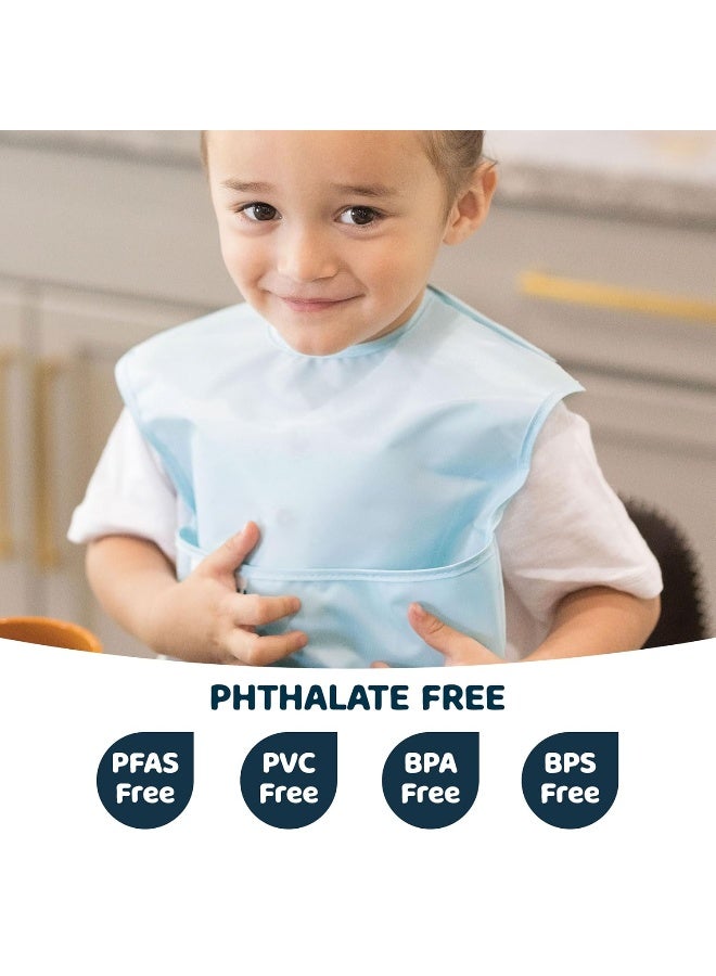 Tiny Twinkle Mess Proof Baby Bibs for Eating - Waterproof, Wipeable Bibs - Toddler Bibs - Travel Friendly - PFAS, PVC, BPA, Phthalate Free - Baby Food Bibs(5 Pack, Boy Spring) - Image 2