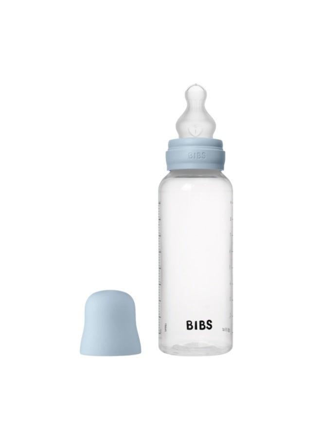 BIBS Baby Bottle Round Silicone Medium Flow 270 ml Baby Blue - Image 2