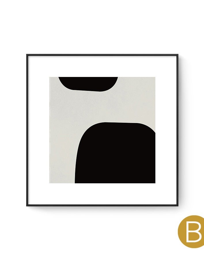 Modern Minimalist Black And White Abstract Combination Decoration Painting, Living Room Sofa Background Wall Mural Model Room Square Hanging Painting(Aluminum Alloy Frame+High-Definition Canvas) - Image 1
