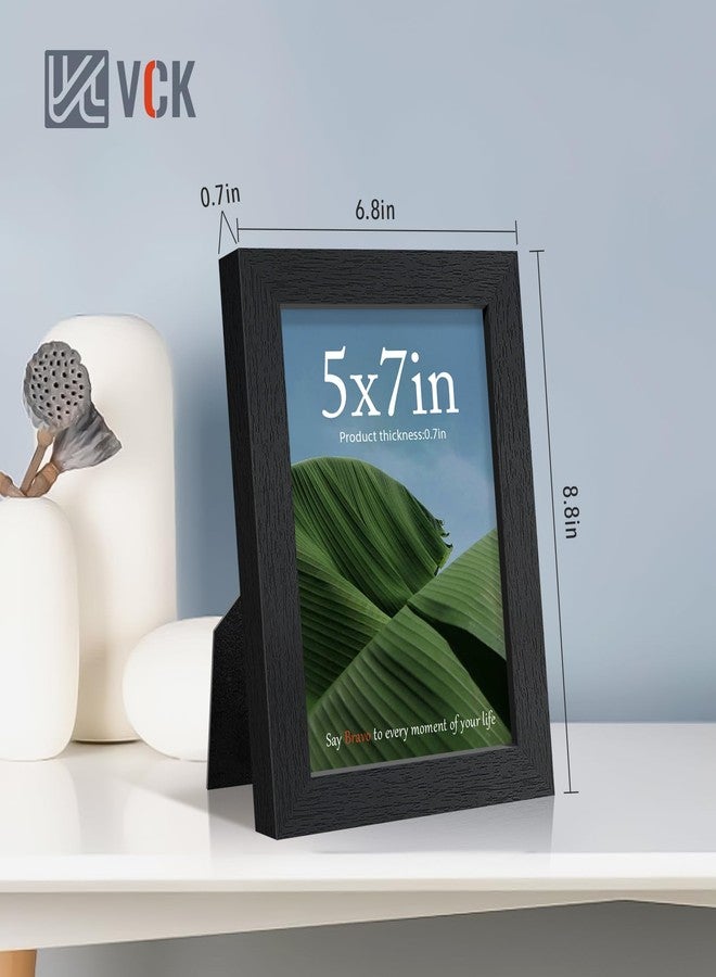 في سي كيه مجموعة إطارات صور VCK مقاس 5x7 بوصة، لون أسود، 6 قطع، إطار خشبي عريض الحواف، عرض متعدد الاتجاهات لصور العائلة، مطبوعات مكتبية، أعمال فنية للاستوديو/المعرض، سلسلة حبيبات الخشب، مناسب للطاولة والتعليق على الحائط - Image 2