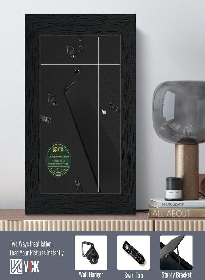 في سي كيه مجموعة إطارات صور VCK مقاس 5x7 بوصة، لون أسود، 6 قطع، إطار خشبي عريض الحواف، عرض متعدد الاتجاهات لصور العائلة، مطبوعات مكتبية، أعمال فنية للاستوديو/المعرض، سلسلة حبيبات الخشب، مناسب للطاولة والتعليق على الحائط - Image 3