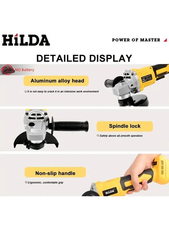 مطحنة زاوية لاسلكية صفراء 9000 دورة في الدقيقة بدون فرشاة بثلاث سرعات لبطارية ماكيتا 18 فولت 21 فولت - Image 5