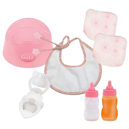 Götz Gotz Basic Care Potty Training Set for Baby Dolls up to 16.5" - Includes Potty, Bib, Diaper, Milk Bottle and Juice Bottle - Image 1