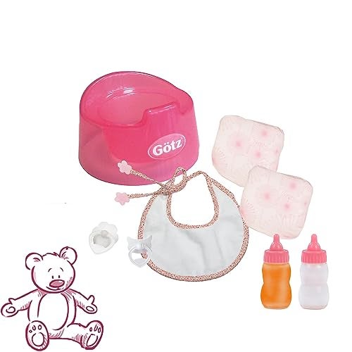 Götz Gotz Basic Care Potty Training Set for Baby Dolls up to 16.5" - Includes Potty, Bib, Diaper, Milk Bottle and Juice Bottle - Image 4