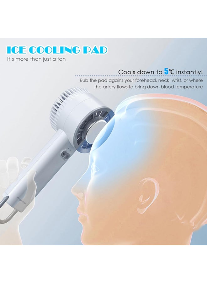 SJet Ice Cooling Handheld Fan, 3s Instant Cool Down Refrigerating Ice Rubbing Pad, Portable Mini Air Conditioner Fan - Image 2