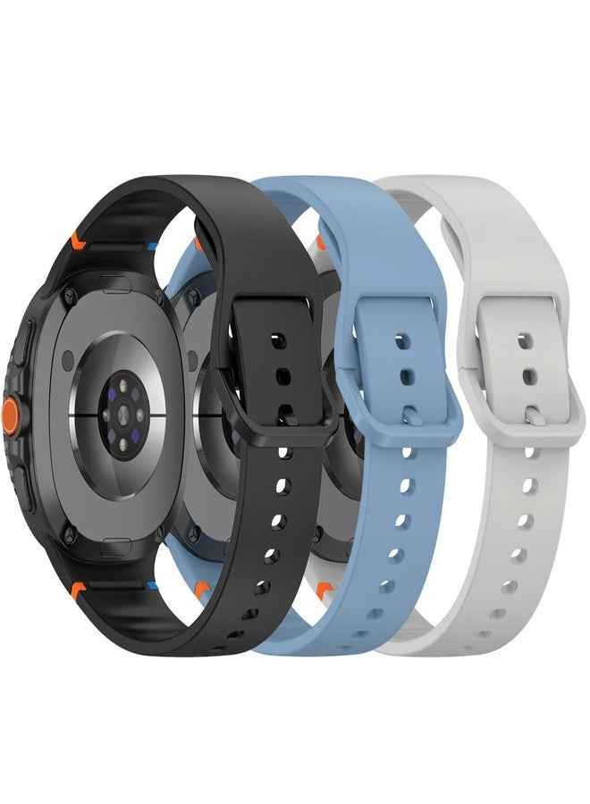 Sankel [3 Pack] Straps Compatible for Samsung Galaxy Watch 8 40mm 44mm/Galaxy Watch 8 Classic 46mm Bands, Soft Silicone Sport Replacement Straps Wristband for Women Men (Black+Light Gray+Official Blue) - Image 3