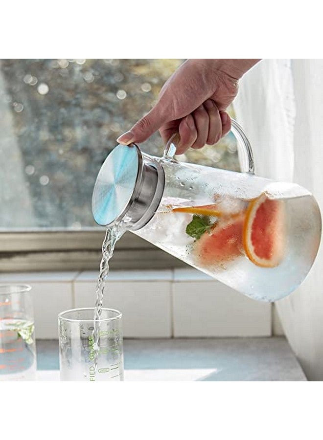 KHOLAD KHOLAD 1.8 Liter Glass Pitcher with Stainless Steel lid iced Tea Pitcher Water jug hot & Cold Water Wine Coffee Milk Juice Beverage Carafe and Sun Tea jar (1800 ML)  - Image 4