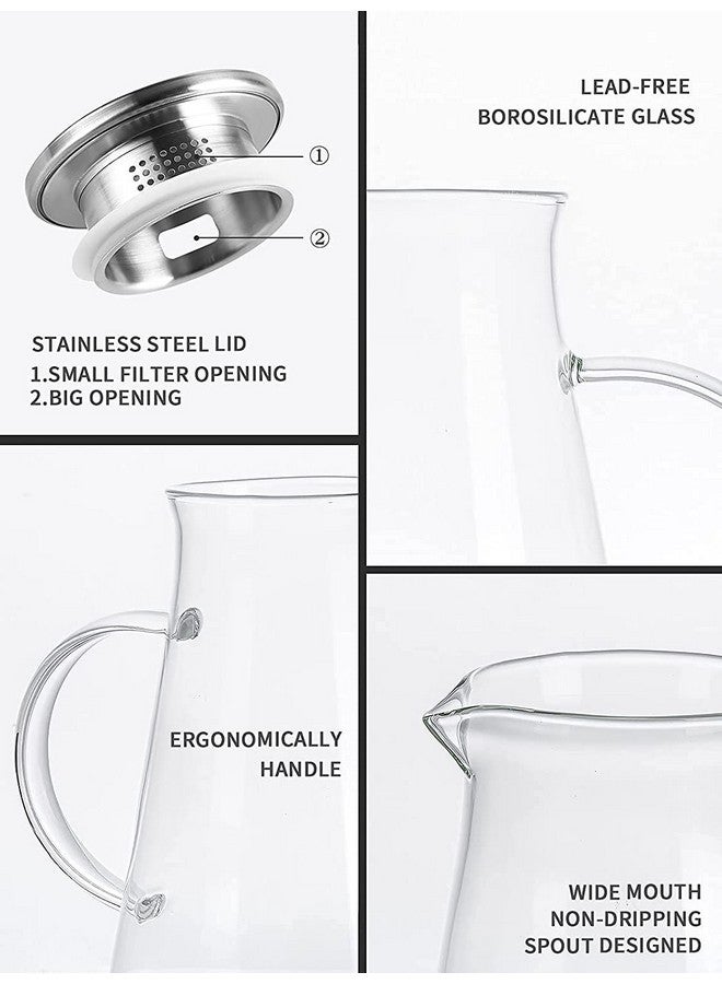 KHOLAD KHOLAD 1.8 Liter Glass Pitcher with Stainless Steel lid iced Tea Pitcher Water jug hot & Cold Water Wine Coffee Milk Juice Beverage Carafe and Sun Tea jar (1800 ML)  - Image 5