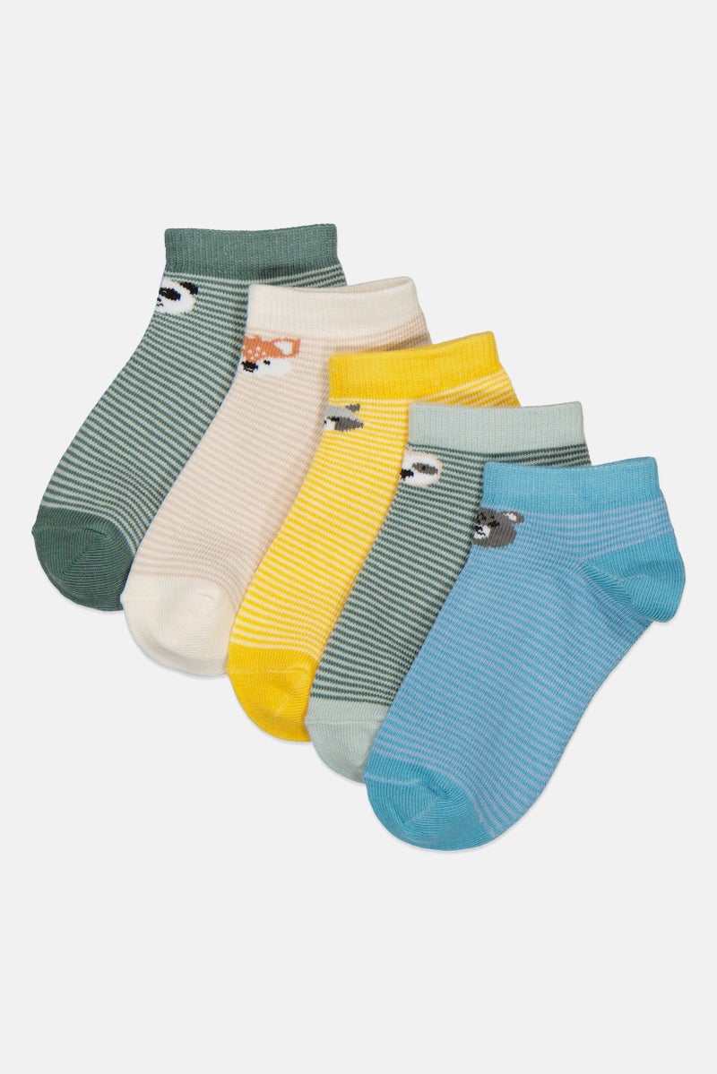 Joe Boxer Kids Boy 5 Pairs Stripe Ankle Socks, Multicolor - Image 1