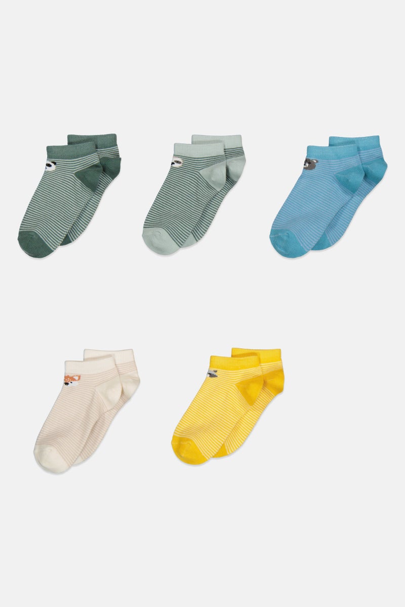 Joe Boxer Kids Boy 5 Pairs Stripe Ankle Socks, Multicolor - Image 2
