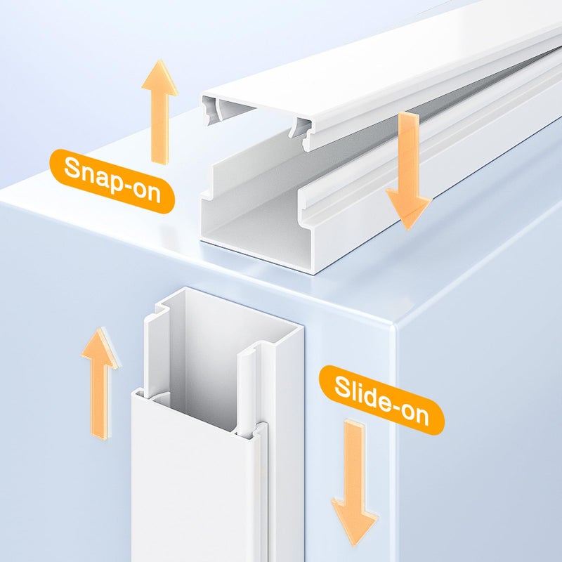 Delamu Cord Covers for Wires on Wall, 113.4in TV Cord Hider, Self-adhesive Cable Hider Cable Cover Raceway, Paintable Wire Hider Wire Covers for Cords, Hide Cords Wall Mounted Tv, W0.95Ã—H0.55in, White - Image 5