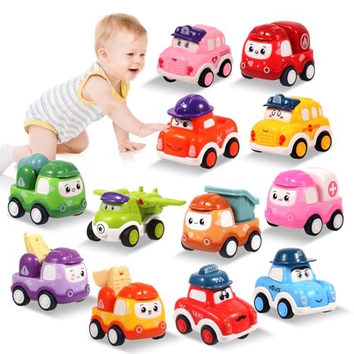 TGXLAK 12 Pcs Pull Back Cars Set Toys for 1 2 3 Year Toddlers Baby Car Toys for 1218 Months Construction Vehicle Racing Car Set Baby Toys for 1 2 Year Old Boy 1st Birthday Gift for 1 2 3 Year Old Boys - Image 1