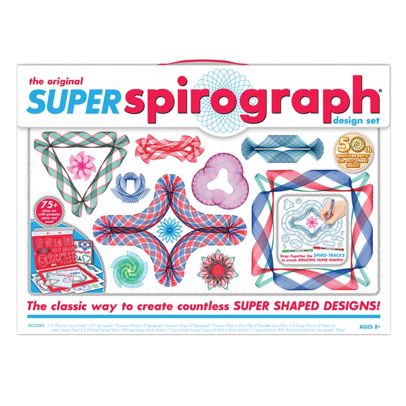 Spirograph Super 50th Anniversary Set –Arts and Crafts, Kids Toys, Art Supplies, Craft Supplies, Drawing Kit, Spiral Art, Classic Gear Design Kit, Case, Pens, Design Sheet Included, Ages 8+ - Image 1