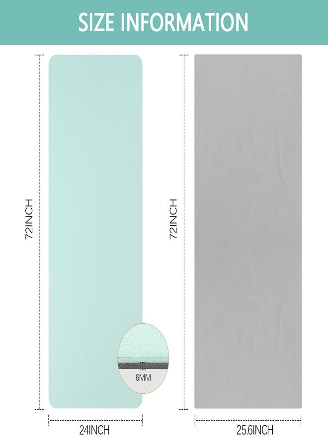 Woanger 2 Pack Hot Yoga Mat Thick 12mm and Towel Non Slip 72" x 26.5" Extra Large Absorbent Microfiber with Nylon Strap for Pilates Exercise Fitness Workout - Image 2