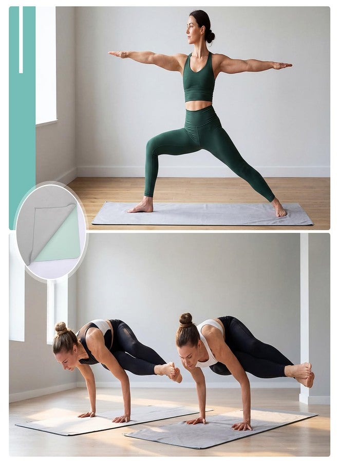 Woanger 2 Pack Hot Yoga Mat Thick 12mm and Towel Non Slip 72" x 26.5" Extra Large Absorbent Microfiber with Nylon Strap for Pilates Exercise Fitness Workout - Image 4