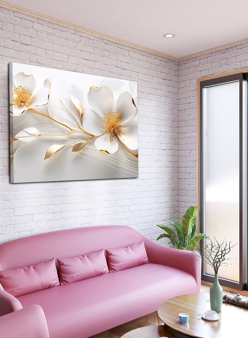 لوحة كانفاس على إطار خشبي بتصميم زهور - Image 1