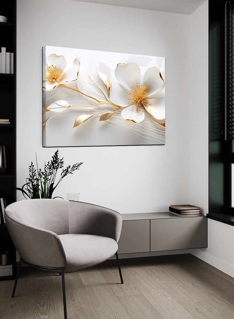 لوحة كانفاس على إطار خشبي بتصميم زهور - Image 2