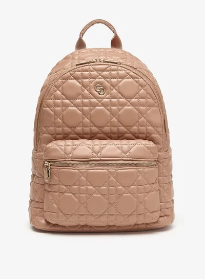 Celeste Quilted Backpack with Adjustable Straps and Zip Closure - 28x15x38 cm