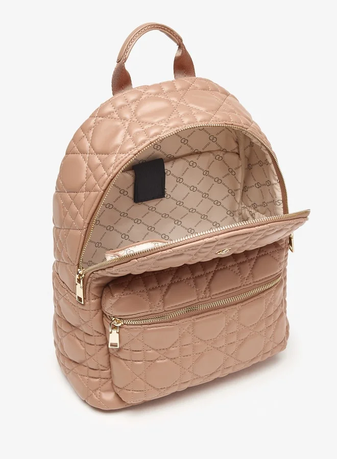 Celeste Quilted Backpack with Adjustable Straps and Zip Closure - 28x15x38 cm