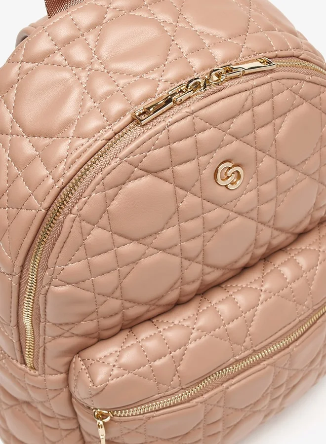 Celeste Quilted Backpack with Adjustable Straps and Zip Closure - 28x15x38 cm