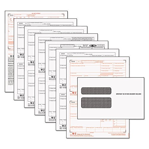 TOPS 22904KIT W-2 Tax Form/Envelope Kits, 8 1/2 x 5 1/2, 6-Part, Inkjet/Laser, 24 W-2s & 1 W-3 - Image 1