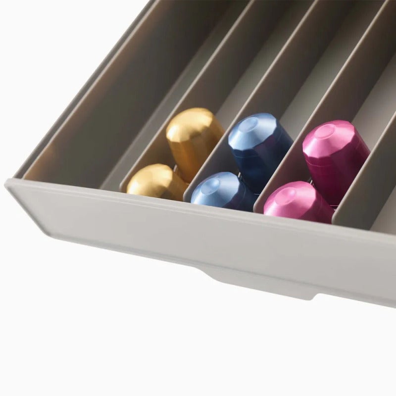 Coffee Capsule Storage 27.2*12.8*7.5 Cm Beige Durable Plastic - Hassle-Free Tool-Free Installation Under-Shelf Organizer for Kitchen Cabinets Wider Than 28 Cm - Image 3