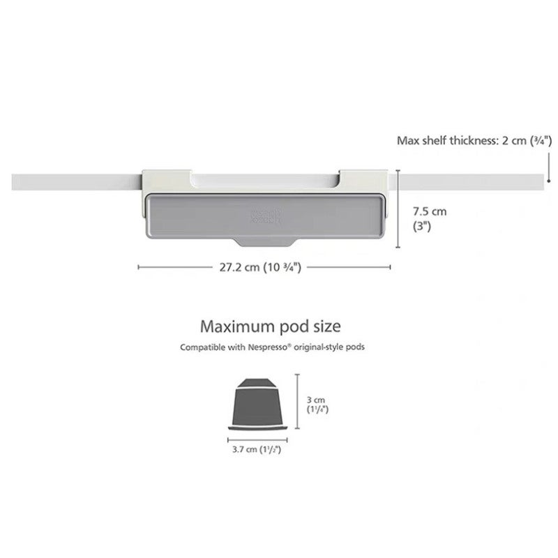 Coffee Capsule Storage 27.2*12.8*7.5 Cm Beige Durable Plastic - Hassle-Free Tool-Free Installation Under-Shelf Organizer for Kitchen Cabinets Wider Than 28 Cm - Image 2