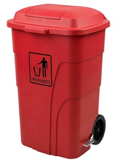 Generic Outdoor Trash & Garbage Bin | Functional Waste Bin | Durable Plastic Finish | Rubber-Wheeled & Mobile | Suitable For Outdoor Areas, Villas, Malls, Restaurants, & More | 120 Liters | Red  - Image 1