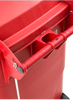 Generic Outdoor Trash & Garbage Bin | Functional Waste Bin | Durable Plastic Finish | Rubber-Wheeled & Mobile | Suitable For Outdoor Areas, Villas, Malls, Restaurants, & More | 120 Liters | Red  - Image 3