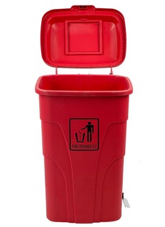 Generic Outdoor Trash & Garbage Bin | Functional Waste Bin | Durable Plastic Finish | Rubber-Wheeled & Mobile | Suitable For Outdoor Areas, Villas, Malls, Restaurants, & More | 120 Liters | Red  - Image 2