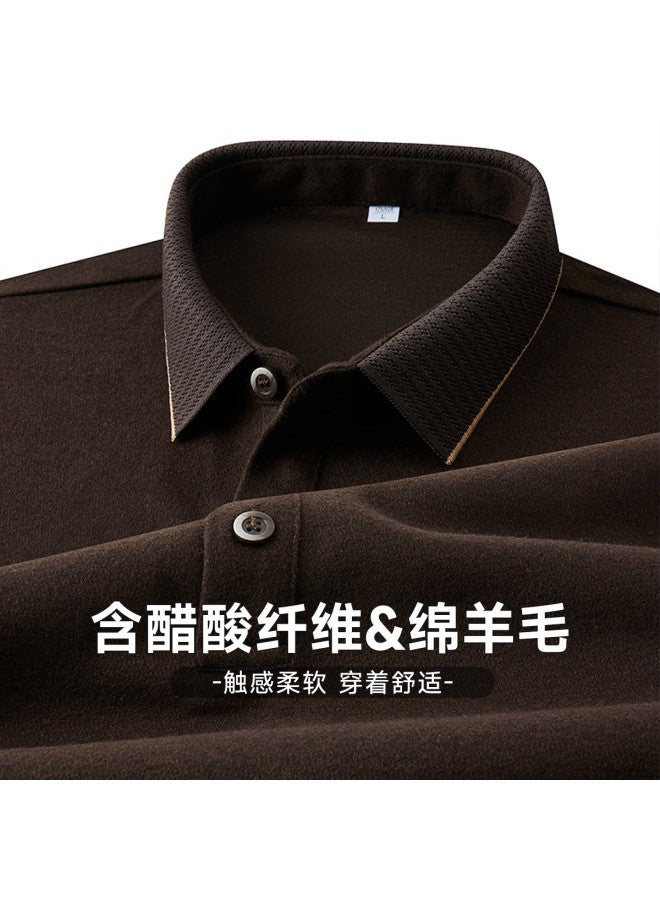 Fapai Contains Acetate Fiber & Wool] Essential High-end Polo Shirt For Men, Men's Long-sleeve T-shirt With Luxurious Feel - Image 2