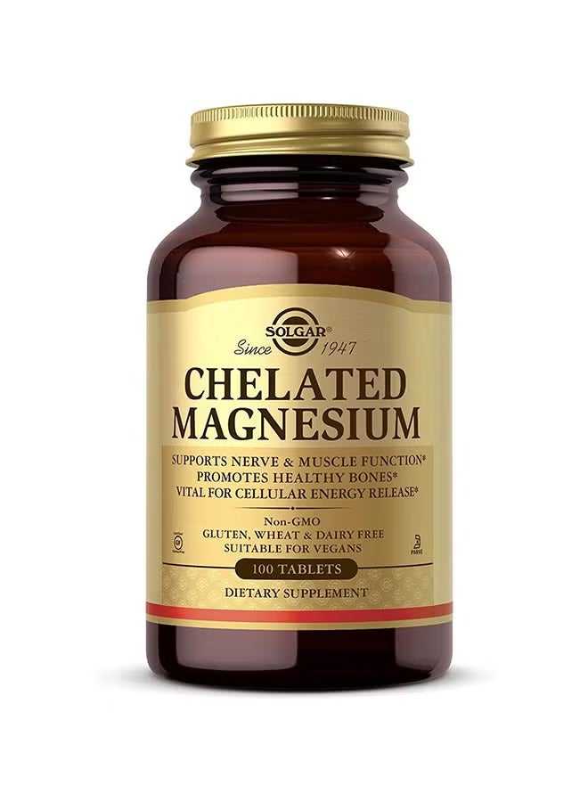 Chelated Magnesium, Supports Nerve And Muscle Function 100 Tablets