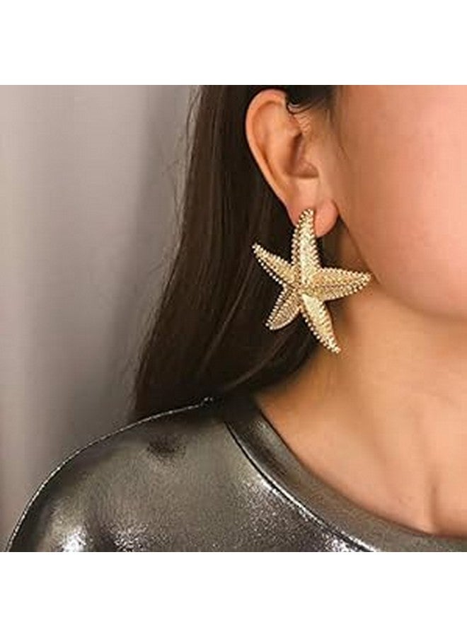 BERYUAN Halloween Statement Big Starfish Earrings Gold Star Earrings For Women Fashion Jewelry Casual Women Accessories For Bridesmaids Gift And Women Girls (Gold) - Image 2