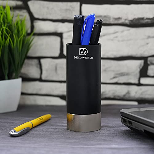 DECOWORLD || Pen Stand || Stylish Pen Holder || Office Table || Gifting Item || Desk Organizer || Black || Golden || Marble || Educational Organizer || (Black with Metallic Silver Base) - Image 5