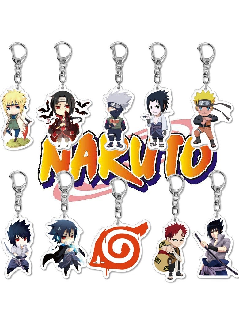 RedMapleTEK 10-Pack of NARUTO Keychains Birthday Gift Light WeightKey Tags Portable Key Rings For Bag Backpack Boys Girls Kids - Image 1
