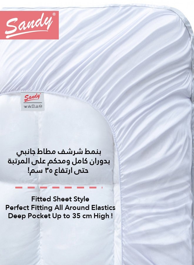 ساندي لباد سرير بتصميم فندقي فاخر من ساندي, حشوة ناعمة من شرائح الألياف, مزود بجوانب مطاطية حتى ارتفاع 35 سم, طبقة خارجية شديدة النعومة, (مقاس مزدوج نفرين: 180×200 سم + 10 سم سماكة) - Image 3