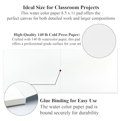 Ogfu Water Color Paper 8.5 x 11, Water Color Sketch Books 16 Sheets (32 Pages), Cold Pressed 140 lb Watercolor Paper Pad, 300gsm Thick Paper for Watercolor Painting, Drawing & Art Supplies. - Image 2
