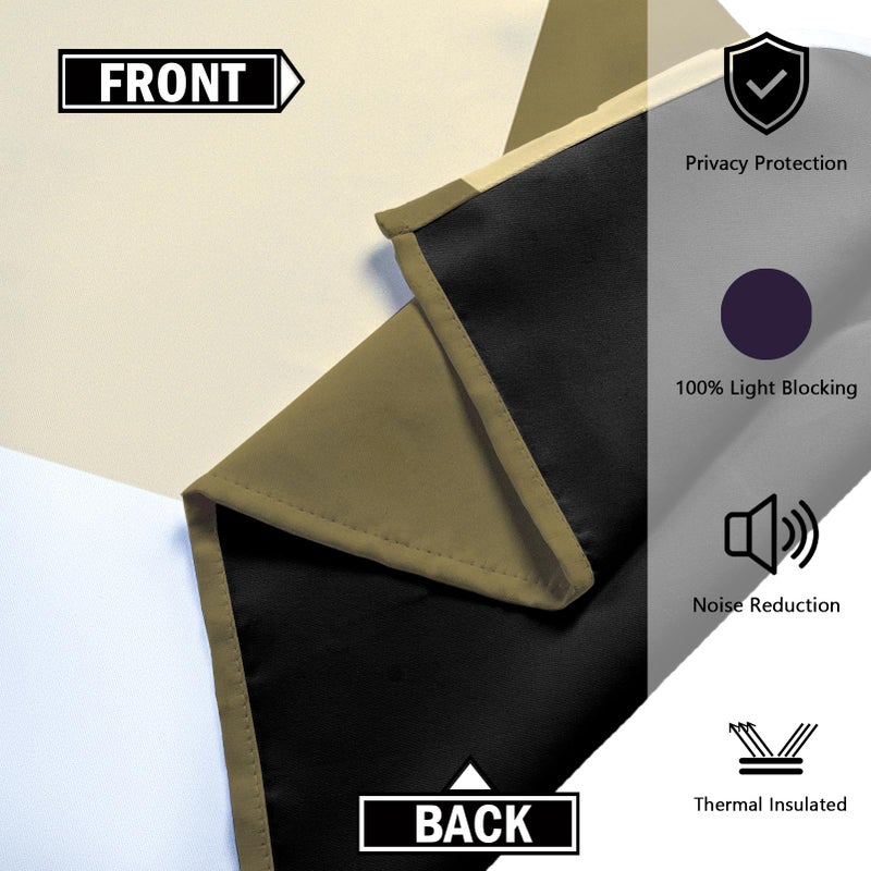 Tyrot Beige 100% Blackout Curtains for Bedroom 63 inch Long 2 Panels Set White Beige Modern Abstract Geometric Black Out Curtains Insulated Room Darkening Window Drapes for Living Room, 52Wx63L - Image 5