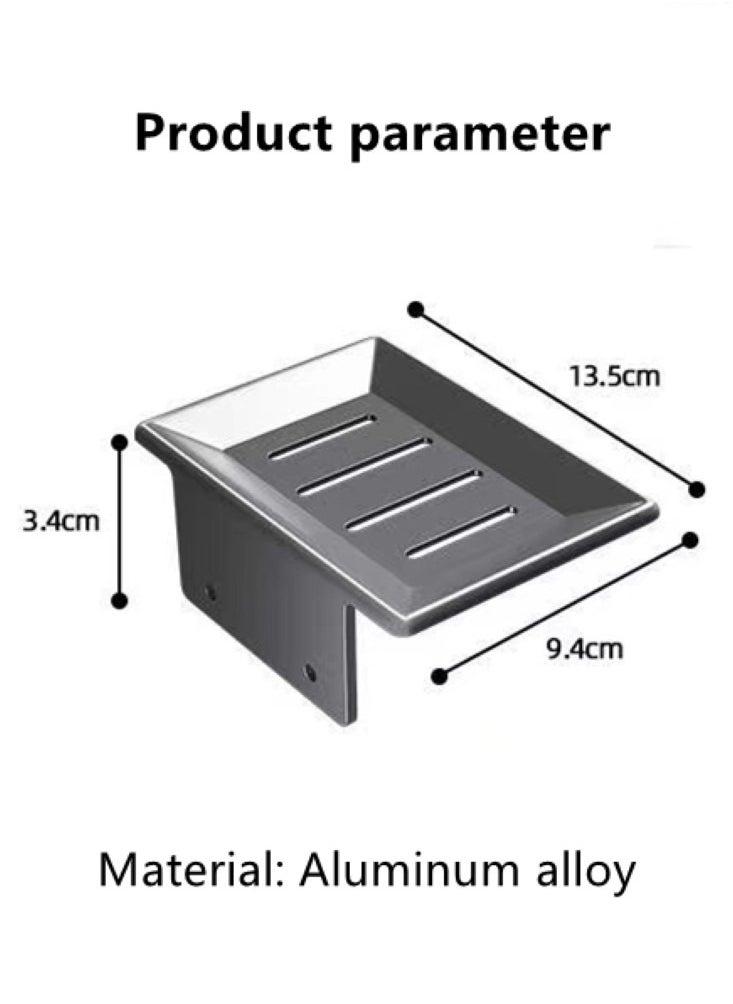 Kutis 1-Piece Aluminum Alloy Soap Dish Wall Mounted Soap Sponge Holder Grey 13.5x9.4x3.4 cm  - Image 5