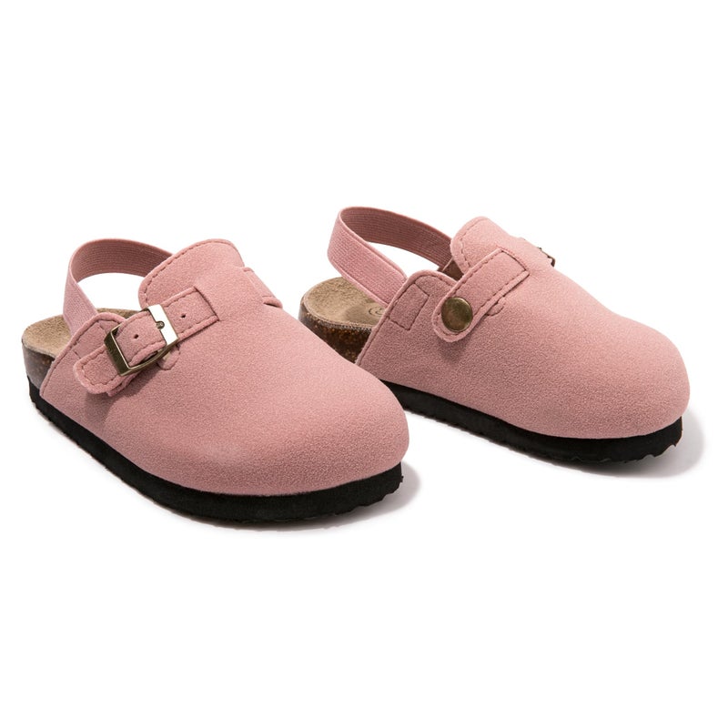 Vayfio Soft Suede Kids Clogs for Toddlers - Adjustable Buckle Slip-On Mules for Boys & Girls, Featuring Cork Footbeds & Leather Details, Stylish & Comfortable Potato Shoes Pink C5 - Image 5
