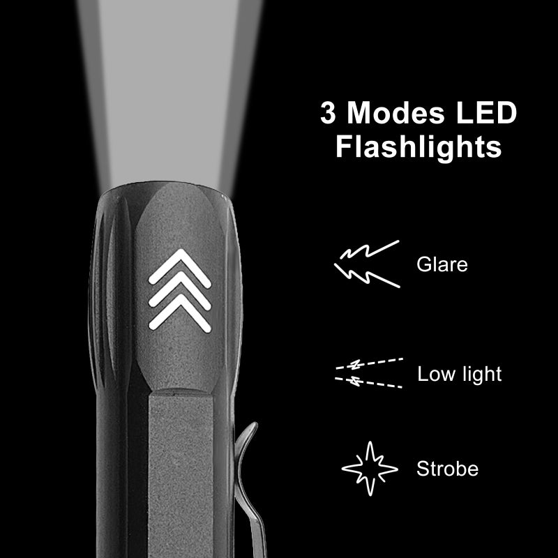 مصباحات يدوية مصممة بمصابيح LED: مصباح يدوي أسود صغير قابل لإعادة الشحن عبر USB - مصابيح يدوية خفيفة الوزن مع مقبض قابلة للإغلاق وثلاثة أوضاع إضاءة، قابلة لإعادة الشحن، للاستخدام في المشي الطبيعي في الهواء الطلق والنقل اليومي - Image 3