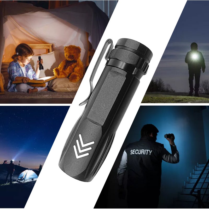 مصباحات يدوية مصممة بمصابيح LED: مصباح يدوي أسود صغير قابل لإعادة الشحن عبر USB - مصابيح يدوية خفيفة الوزن مع مقبض قابلة للإغلاق وثلاثة أوضاع إضاءة، قابلة لإعادة الشحن، للاستخدام في المشي الطبيعي في الهواء الطلق والنقل اليومي - Image 4