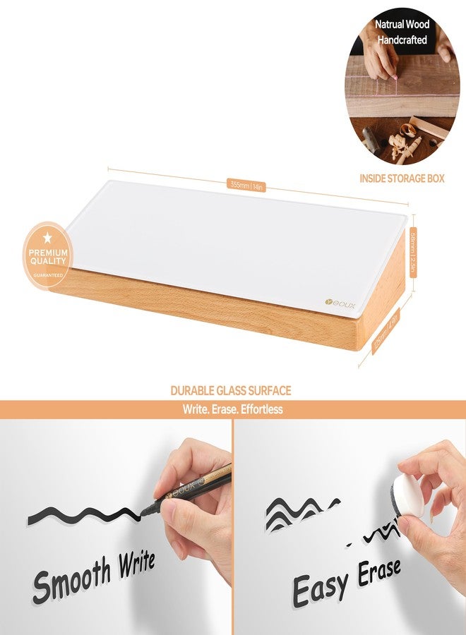 YEOUX Desktop Glass Whiteboard with Wooden Organizer Box for Office Supplies Storage, Computer Keyboard Stand, Desk Dry Erase White Board with Drawer for Stationary, Marker & Eraser Included, - Image 5