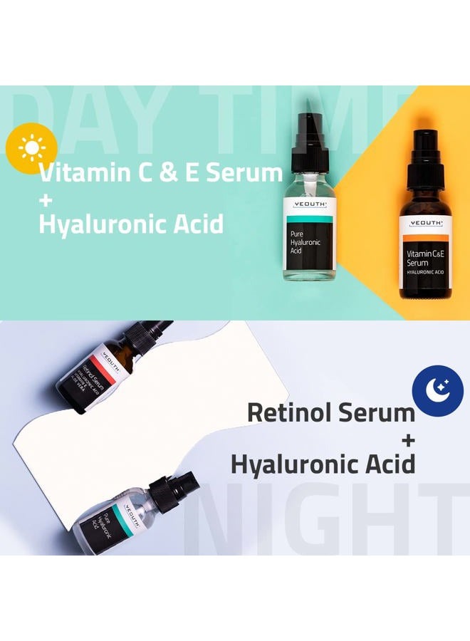 Yeouth Skin Care Set: Hyaluronic Acid Serum for Face, Retinol Serum for Face and Vitamin C, Skincare Set Targets Appearance of Uneven Skin Tone and Dryness 3x1 oz  - Image 4