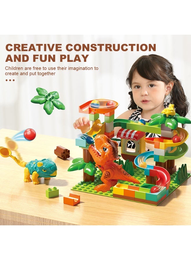 FEELO Dinosaur Ejection Slide Big Building Blocks Set | 78 Pieces | Interactive Dino Run & Ball Launcher STEM Toy for Kids | Large, Easy-Assemble Bricks | Creative Jungle Adventure Construction Kit - Image 2