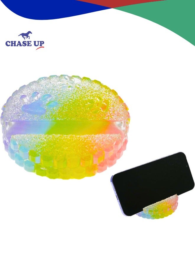 Chase Up Phone Stand,Cute Phone Stand for Cellphone Tablet On Desk,Round Phone Stand,Resin Cell Phone Holder,Colorful and Sparkling Desk Accessories for Countertop,Table,Nightstand - Image 1