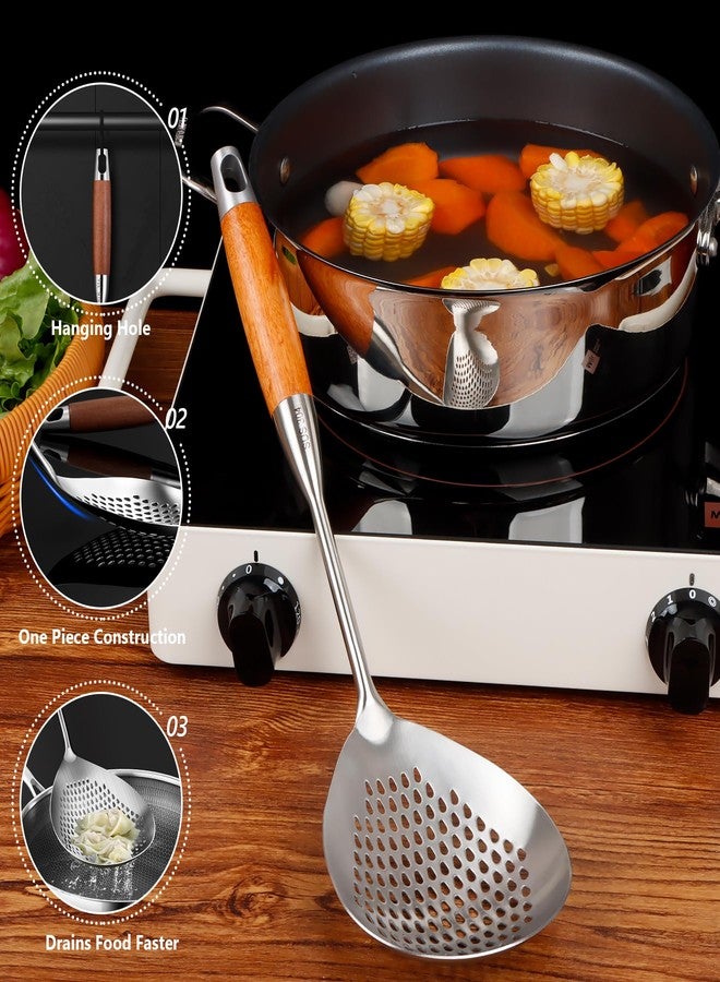 Glendaveny ملعقة مثقبة من GLENDAVENY، مصنوعة من الفولاذ المقاوم للصدأ 304، تُستخدم لتصفية المعكرونة، بطول 4.3 بوصة. - Image 5