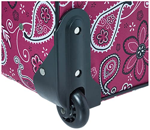 Rockland Fashion Softside Upright Luggage Set, Expandable, Wheel, Telescopic Handle, Pink Bandana, 2-Piece (14/19) - Image 3