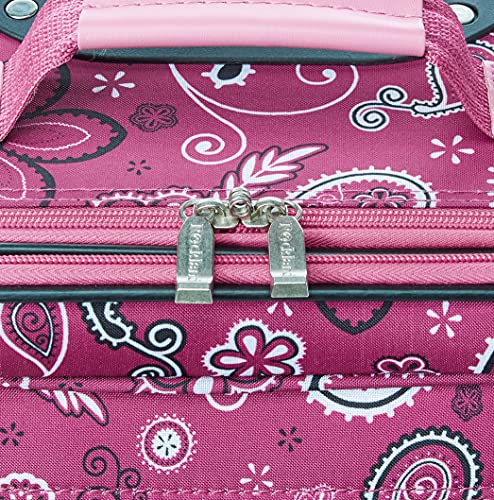 Rockland Fashion Softside Upright Luggage Set, Expandable, Wheel, Telescopic Handle, Pink Bandana, 2-Piece (14/19) - Image 4