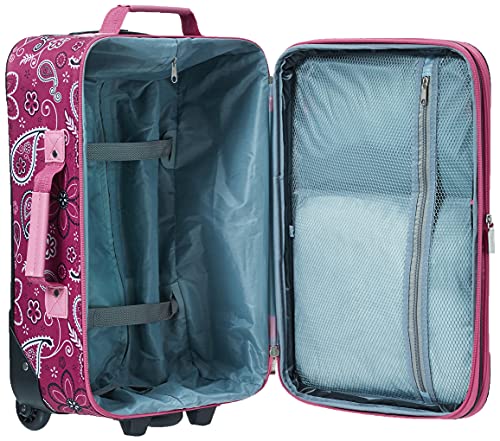 Rockland Fashion Softside Upright Luggage Set, Expandable, Wheel, Telescopic Handle, Pink Bandana, 2-Piece (14/19) - Image 5